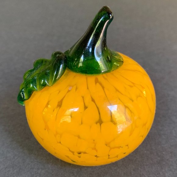 2 Hand Blown Glass Fruit Apple Orange Pumpkin Red Orange Murano -like Art - Picture 4 of 14